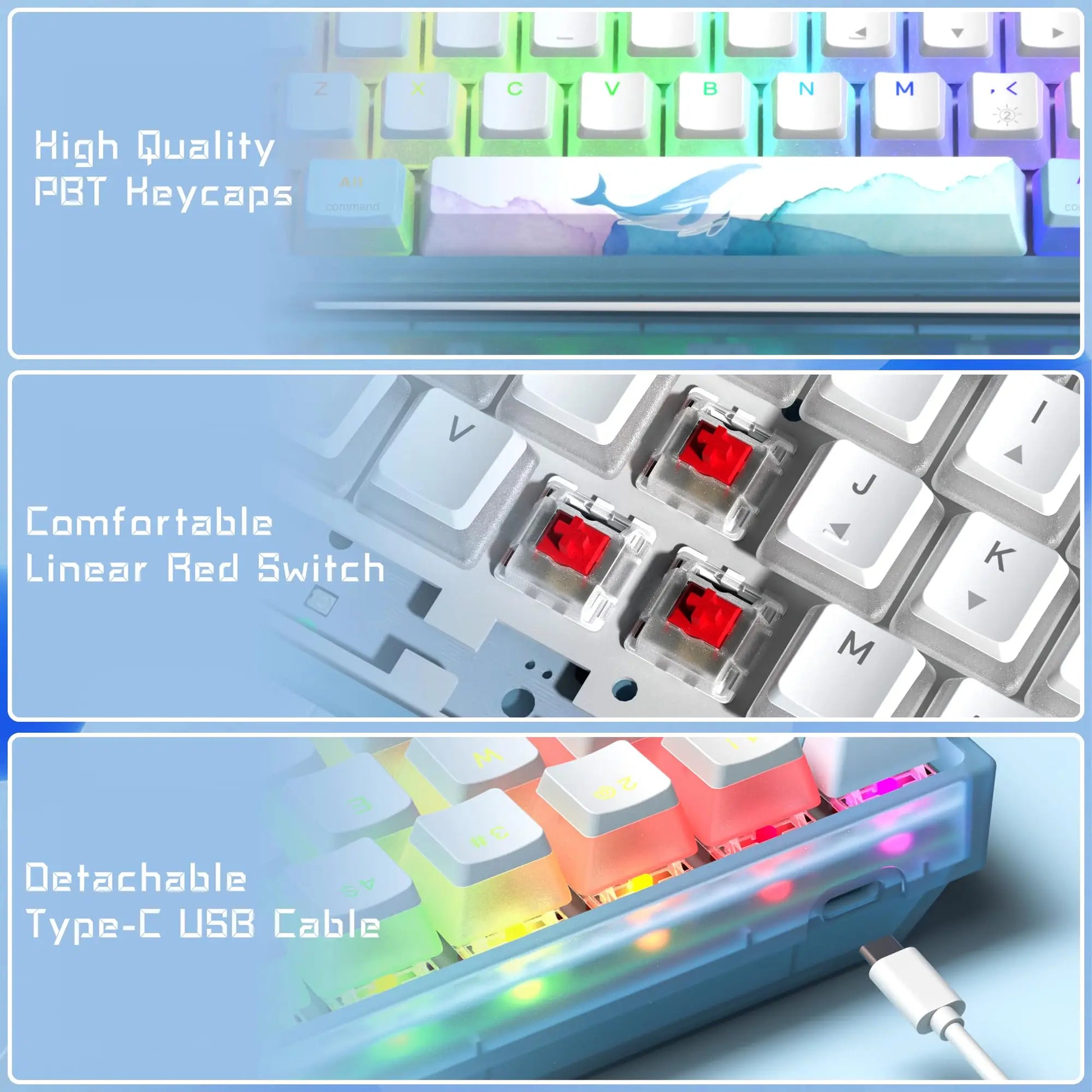 Womier WK61 Blue Ice Whale Hot-Swappable Mechanical Keyboard