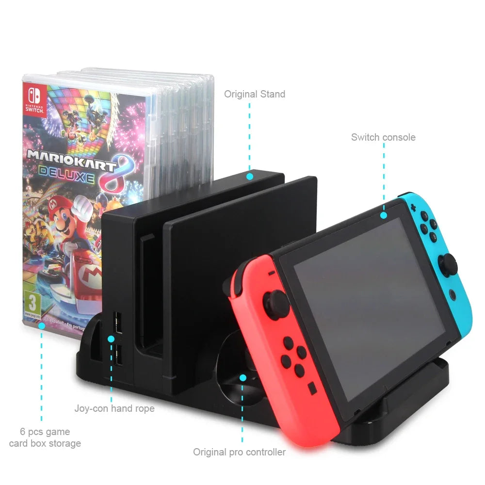 Multifunctional Charging Dock for Nintendo Switch with Game Card Slots