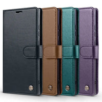 Premium PU Leather Flip Wallet Case with Card Holder & Kickstand for Samsung Galaxy S24 Series