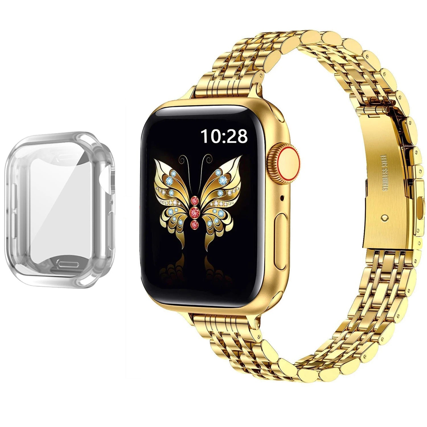 Slim Elegant Metal Strap and Protective Case for Apple Watch