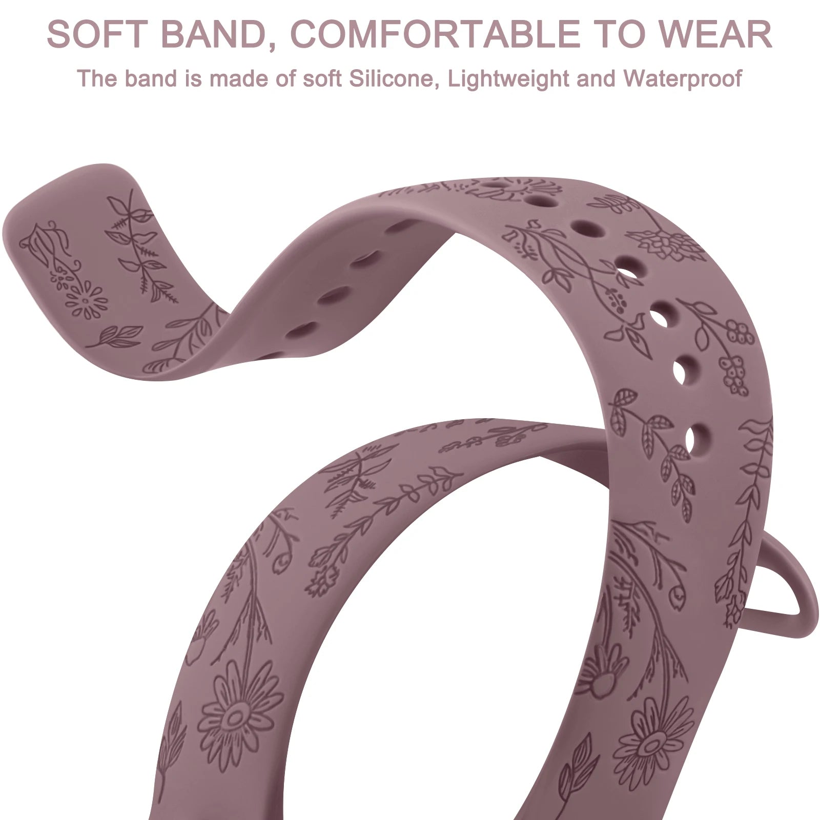 Silicone Flower Engraved Band for Fitbit Charge 6