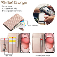 Crossbody Zipper Wallet Leather Case for iPhone 14 Series