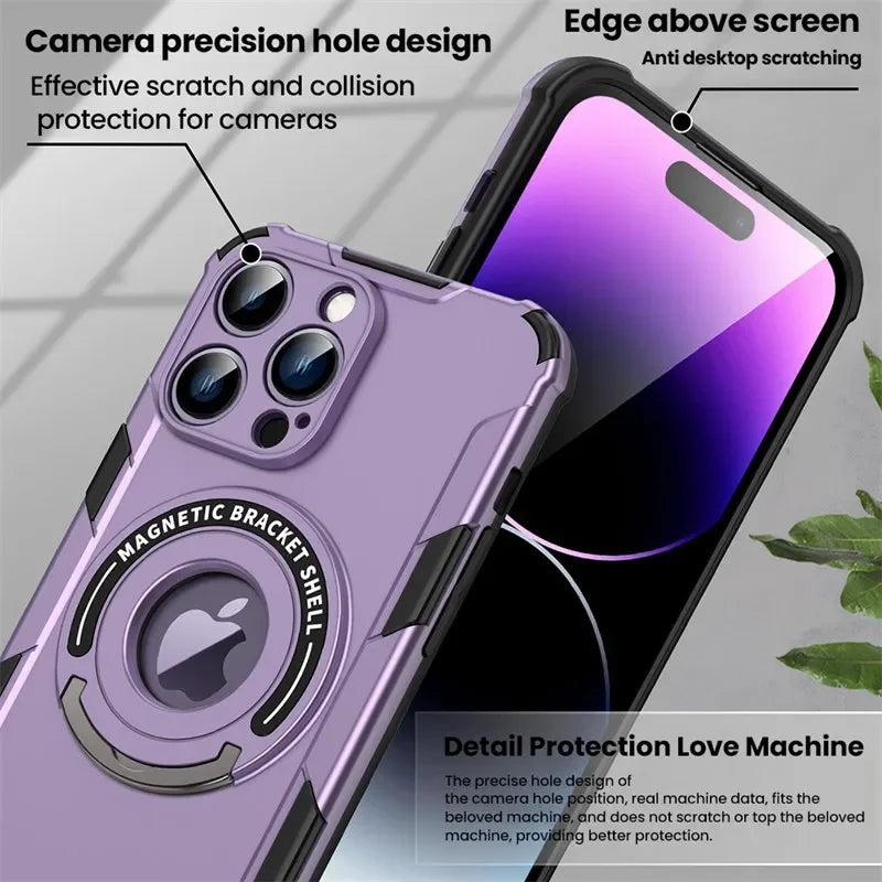 Luxury Variable Stand Magnetic Armor Phone Case for iPhone 15 Series