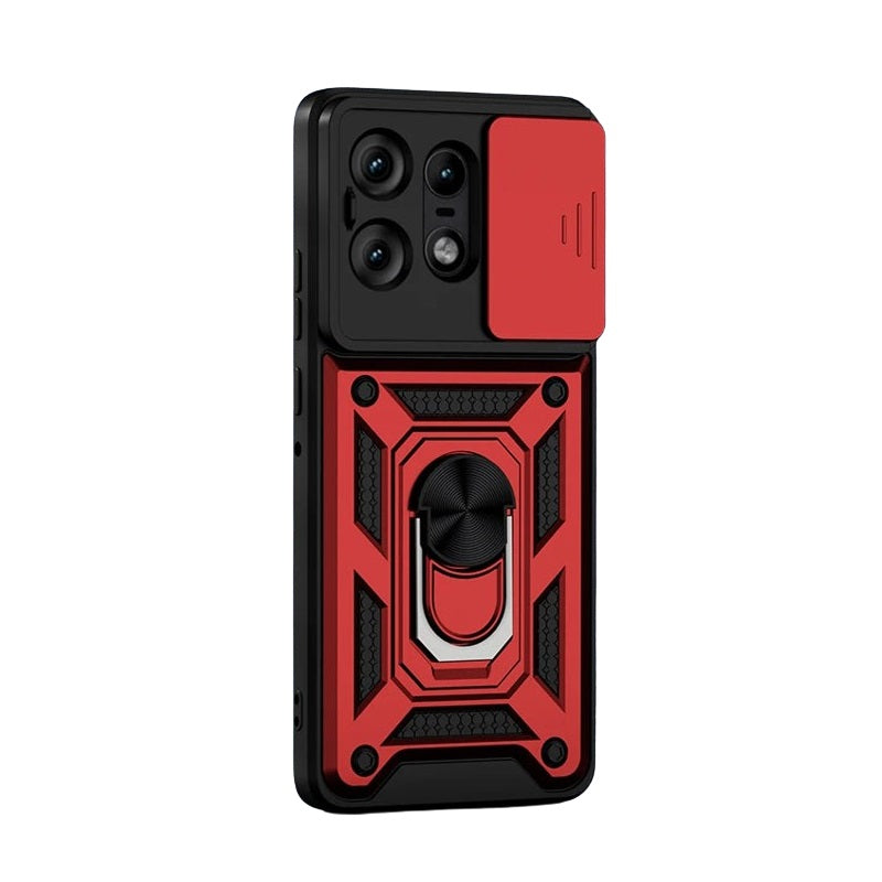 Shockproof Armor Case with Slide Camera Protection and Ring Stand for Motorola Edge 50 Pro 5G