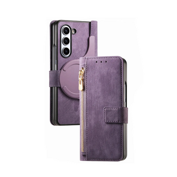 2-in-1 Magnetic Zipper Wallet Leather Case for Samsung Galaxy Z Fold 5