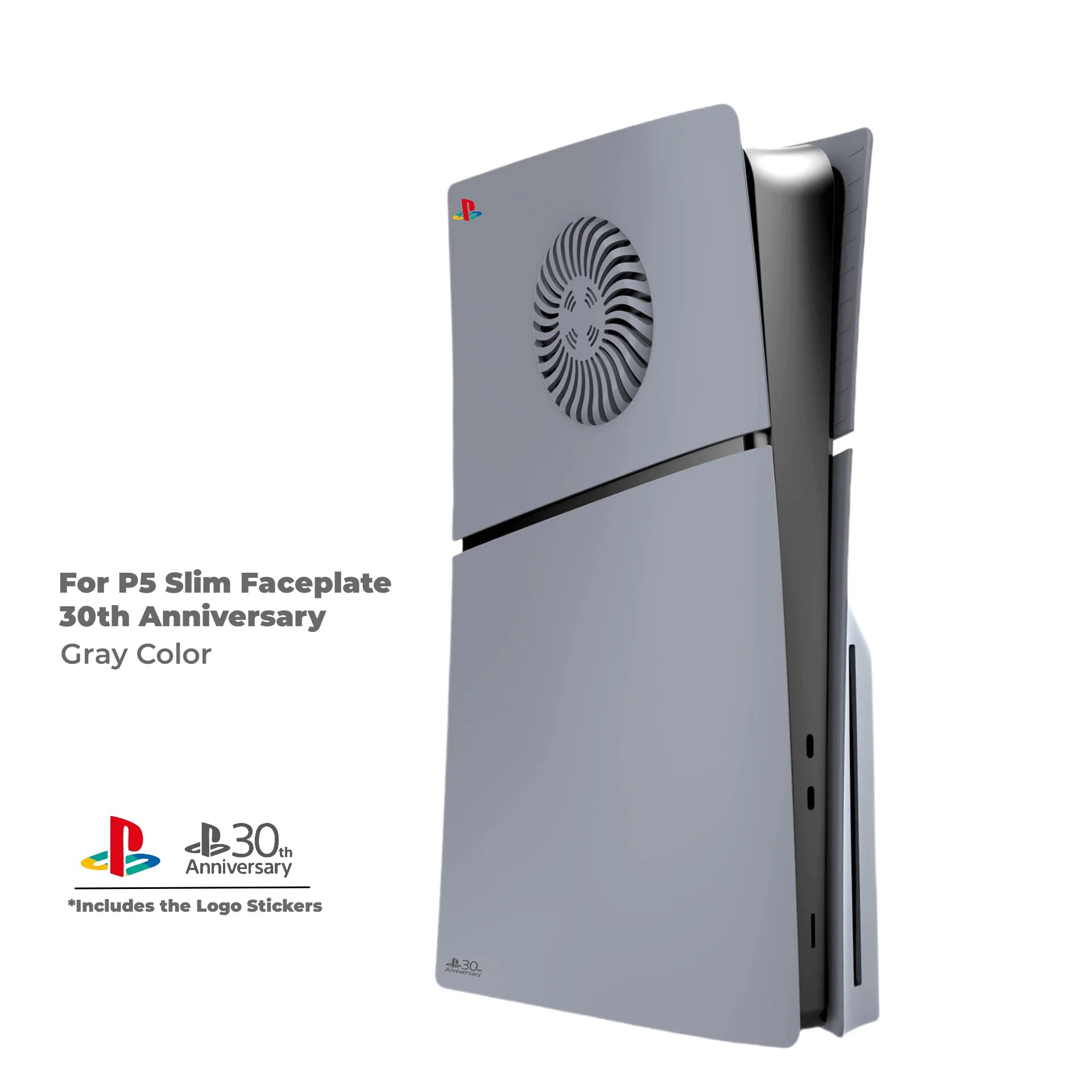 Gray 30th Anniversary Faceplate with Cooling Vent & LED Light for PlayStation 5 Slim