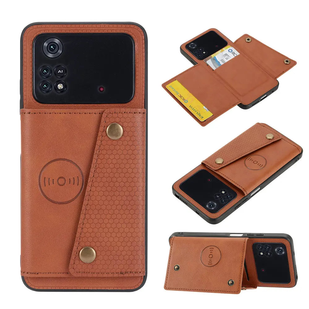 Magnetic Leather Card Back Case for Xiaomi Poco F6 Series