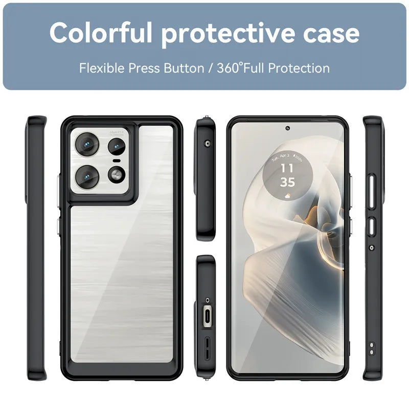 Colorful Soft Edge Silicone Transparent Bumper Case for Motorola Edge 50 Pro