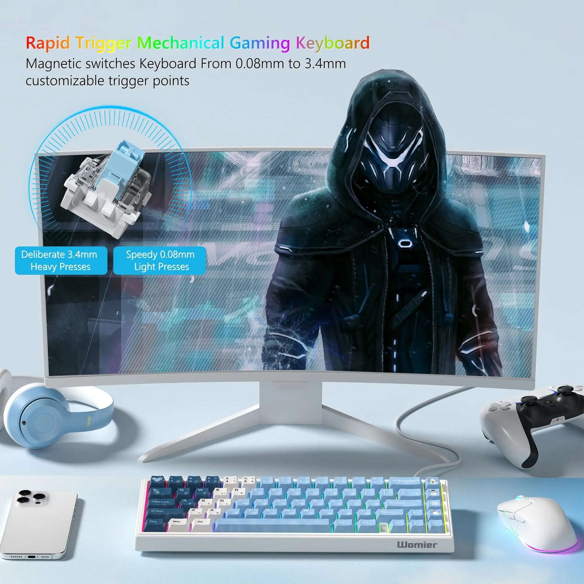 Womier 67 Keys Hall Effect Snow and Ice Rapid Trigger RGB Mechanical Keyboard