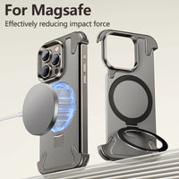 Anti-Slip Bumper MagSafe Phone Case with Finger Ring Holder for iPhone 15 Series