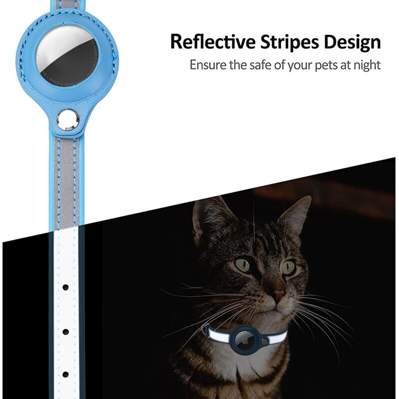 YKSOM Reflective Adjustable Pet Collar for Cats and Puppies, Including Anti-lost Pet Necklace with Apple AirTag Case