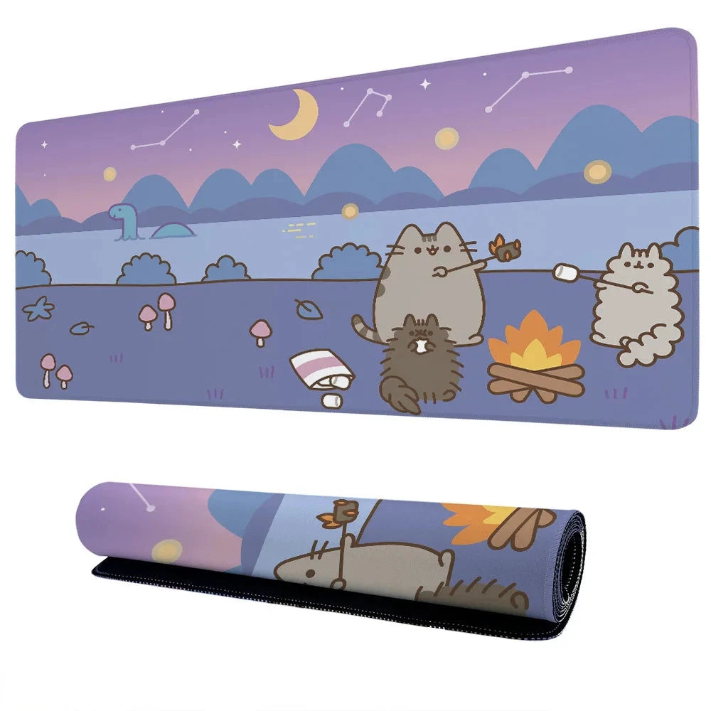 Cute Cartoon Cat Gaming Mouse Pad with anti-slip rubber base