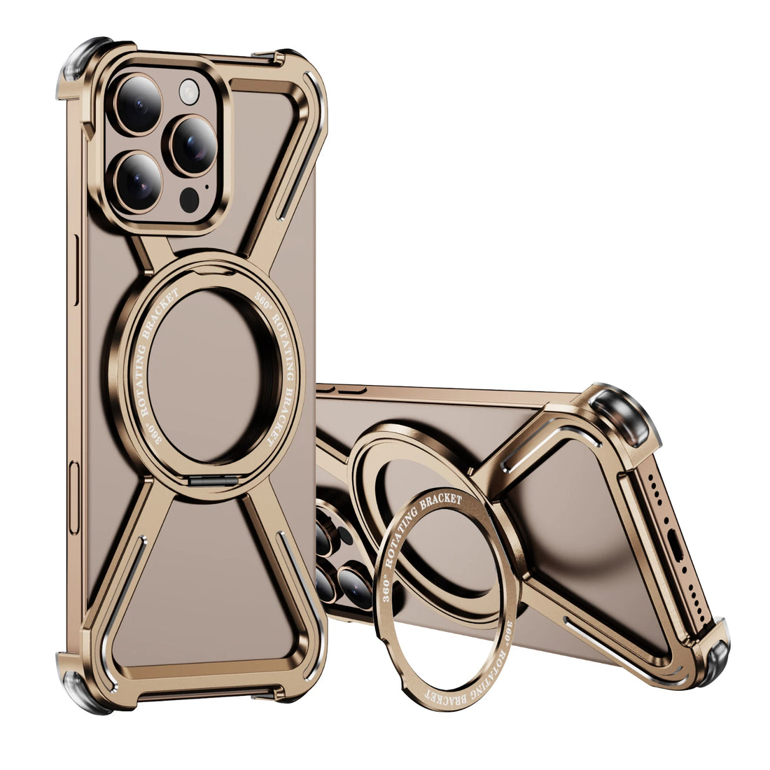 Geometric Irregular Design Magnetic Metal Case with Aluminum Alloy Bracket for iPhone 16 Series




