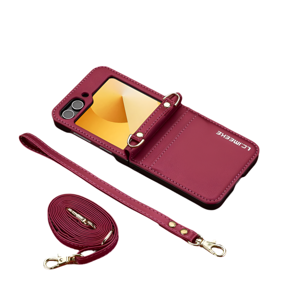 Leather Crossbody Wallet Case with Lanyards for Samsung Galaxy Z Flip 5