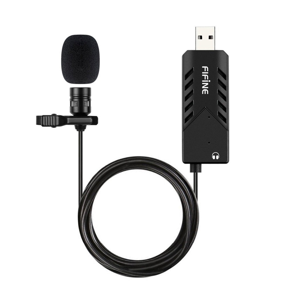 FIFINE USB Microphone with Integrated Sound Card for PC and Mac