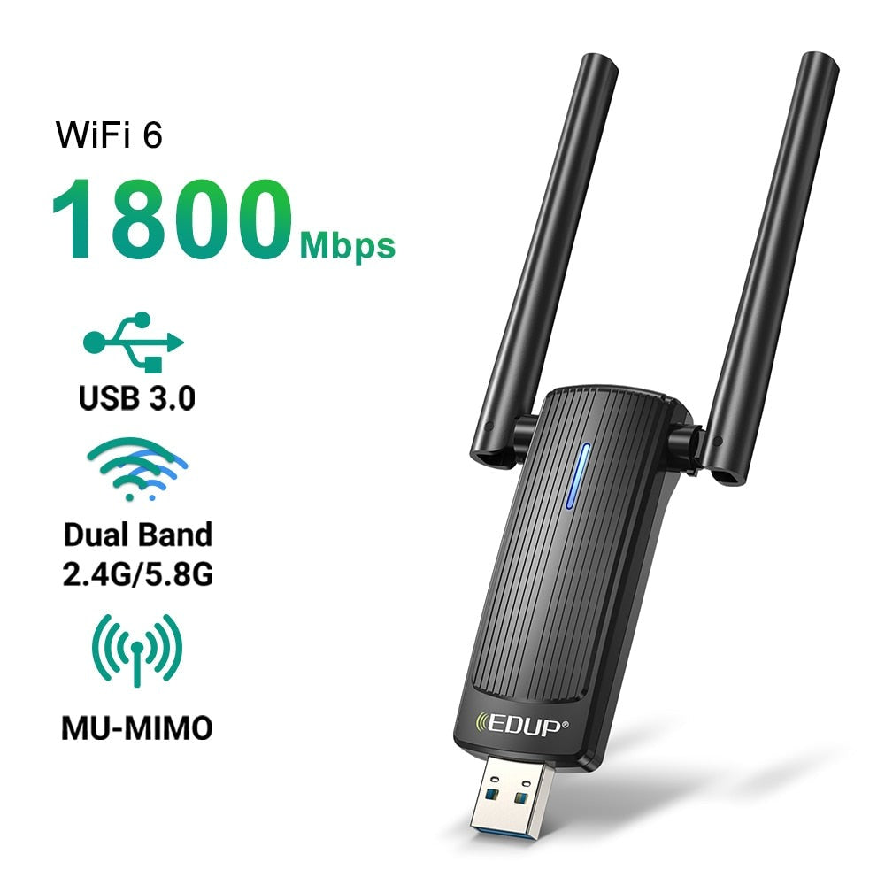 EDUP AX1800 WiFi 6 USB 3.0 Adapter for 2.4GHz/5GHz Networks