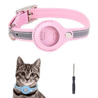 YKSOM Reflective Adjustable Pet Collar for Cats and Puppies, Including Anti-lost Pet Necklace with Apple AirTag Case