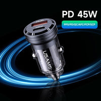 USAMS 45W Type-C Transparent Car Charger